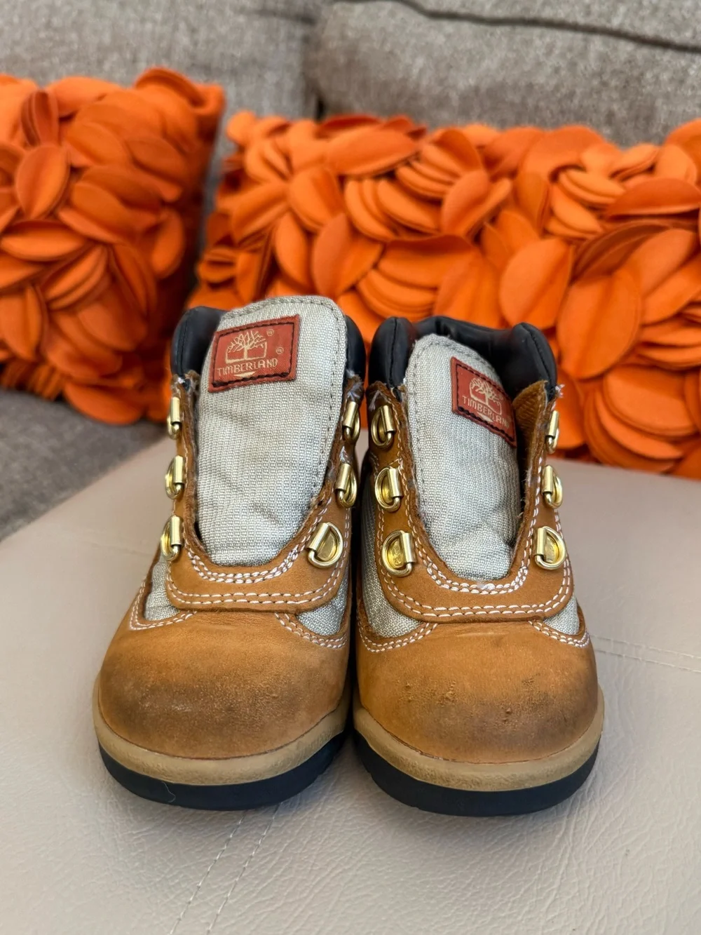 Timberland Leather Field Toddler Boots in the classic Wheat color-way